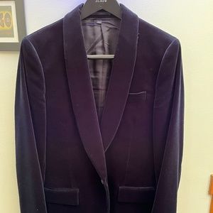 J. Crew Ludlow Dark Blue Shawl Collar Velvet Blazer